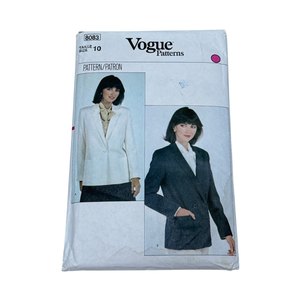 Vogue 8083 Sewing Pattern Womans Jacket Size 10 Vintage New Uncut